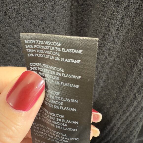 Free People Santa Clara Thermal Top Oversized Sz M Black We the Free Boho Waffle - Picture 8 of 9